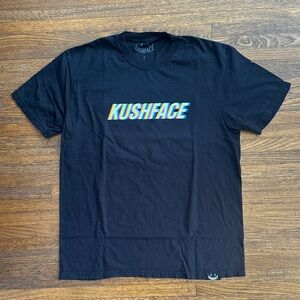 Black T-Shirt with Kushface graphic logo on front and back